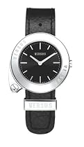 Versus By Versace Ladies 'Steel' Black Leather Strap Watch