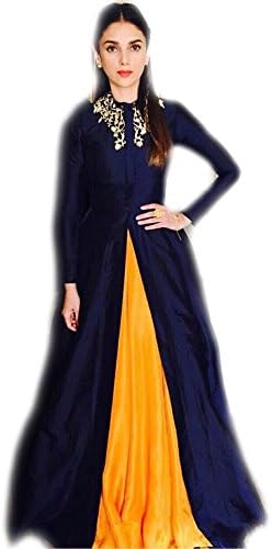 vaankosh fashion Women's Silk Semi - Stitched Lehenga Suit Free Size Blue