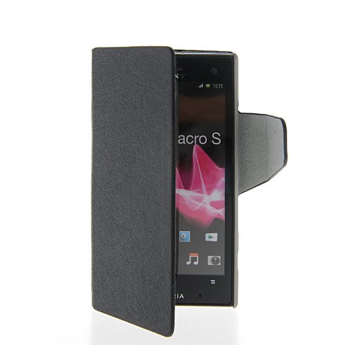 MOONCASE-Slim-Fit-Flip-Wallet-Card-Pouch-Stand-Leather-Case-Cover-for-Sony-Xperia-acro-S-LT26W-Black