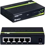 TRENDnet 5-Port GREENnet Switch (5 x 10/100Mbps Auto-MDIX RJ-45 Ports) TE100-S50g (Black Metal)