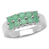 0.75 Carat Genuine Emerald Sterling Silver Ring