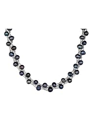 Sterling Silver 16 to 18 inch Adjustable Twisted Liquid Silver Gray Pearl Necklace