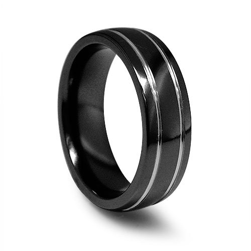 Childrens Toyshop  Jewelry : Edward Mirell Gray and Black Titanium Ring [R368B]
