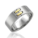 Men's 18k Gold and Stainless Steel Band Ring-Width 7mm