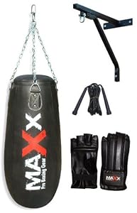Maxx Pear Shaped Maize Boxing Punchbag With Bracket Chains & Gloves, Mma