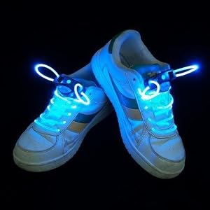 e4worlds Magically LED Flashing Light Up Shoe laces Disco Party Glow Shoelaces (Blue)