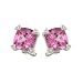 14K White Gold 0.05 ct. Diamond and 9 1/5 ct. Cushion Cut Pink Topaz Fashion Earrings