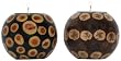 Fiberglass Laminated Banana Chips, Wood and Rope Decorative Tea Light Holders 4"D Set of Two