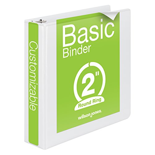 Wilson Jones Round Ring View Binder, 2 Inch, Basic, 362 Series, Customizable, White (W362-44W)