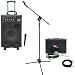 Pyle Speaker, Mic, Cable and Stand Package - PWMA1050 800 Watt VHF Wireless Battery Powered Pa Syste