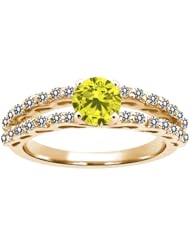 1.18 Ct Round Canary and White Diamond 18K Yellow Gold Ring