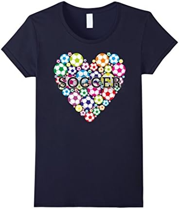 Women's Soccer T Shirt I Love Heart Soccer Football tees Medium Navy
