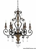 Quoizel MQ5006HL Marquette 6-Light Chandelier with Multifaceted Crystal Drops, Heirloom