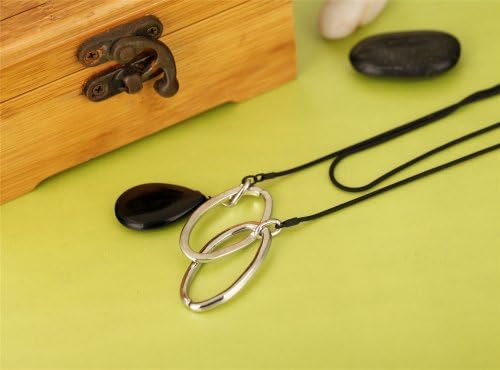 High Quality Alloy and Natural Black Stone Dark Ruby Pendant Necklace