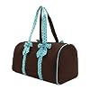 Large Quilted Duffle Bag with Detachable Ribbons - Blue/Brown