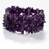 Purple Amethyst Chips Multi-Strand Stretch Wide Bracelet