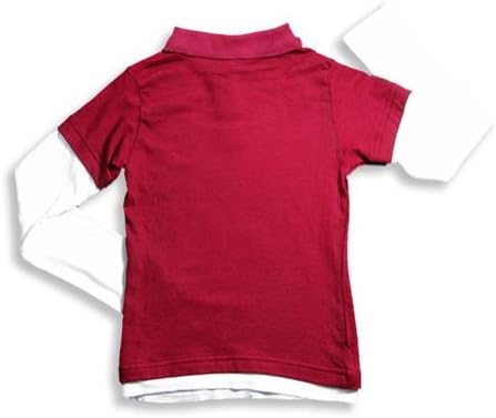 Firehouse - Big Girls' Long Sleeve Polo, Wine, White 13940-16
