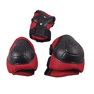 Sourcingmap Lot de 3 paires de protections de roller/patin à glace pour enfant Noir/rouge