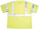 Custom Leather Craft SS103X Hi-Viz ANSI Class 2 Short Sleeve T-Shirt, Lime, 3X Large