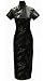 7Fairy Women's Vtg Black Floral Long Chinese Party Dress Cheongsam