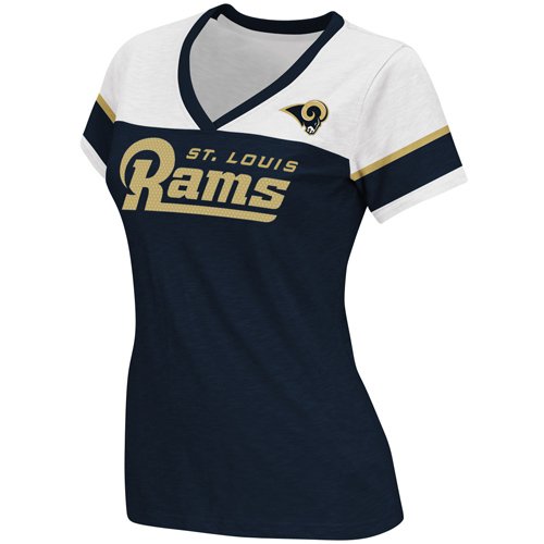 Reebok St. Louis Rams Ladies Original Football Premium T-Shirt - Navy Blue-White (Medium)