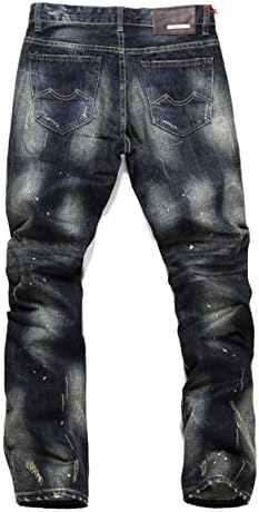 TongFei Men's Destroyed Hole Straight Robin Loose Frayed Denim True Harem Jeans 33