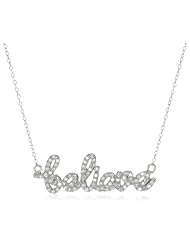 Sterling Silver Cubic-Zirconia Script Pendant Necklace, 18"