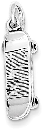 Sterling Silver Antiqued Skateboard Charm. Metal Wt- 1.72g
