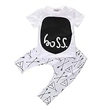 phenovo　赤ちゃん　Tシャツ　パンツ　ツーピース　夏　コットン　通気性　白　全４サイズ - パターン２, 100