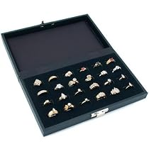 24 Slot Ring Tray Black Travel Jewelry Showcase Display