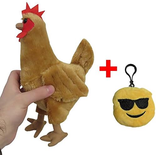 Buffy The Hen 10" Chicken Plush Stuffed Animal Lifelike Hen Toy With 3inch Stuffed Emoji Keychain