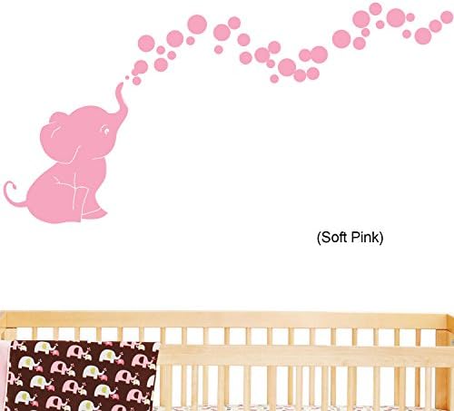Elephant Bubbles © Nursery Wall Decal Set (Soft Pink) By Decal the Walls