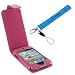 GTMax Permium Durable Leather Flip Carrying Case - Hot Pink for Apple iPod touch 8GB 32GB 64G 4G 4 (4th Generation) (Free Gift BlueMall Wrist Strap Lanyard Included)