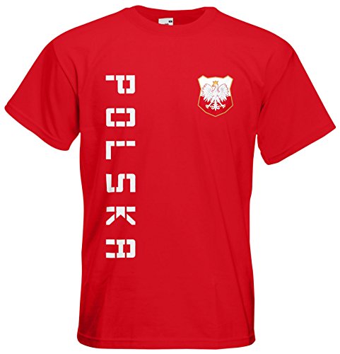 Polen Polska EM 2016 T-Shirt Trikot (Rot, S)