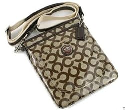 Coach Alex Coated Op Art Signature Crossbody Messenger Bag Swingpack Khaki