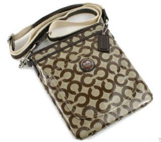 Coach Alex Coated Op Art Signature Crossbody Messenger Bag Swingpack Khaki