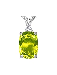 Original Star K (tm) Large 14x10mm Cushion Cut Simulated Peridot Pendant in 925 Sterling Silver