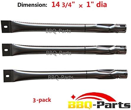 10241 (3-pack) Improved Replacement Straight Stainless Steel Pipe Burner for BBQ Grillware Grills (14 3/4 " x 1")