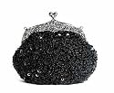 Black beaded and sequinned evening handbag