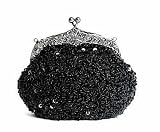 Black beaded and sequinned evening handbag