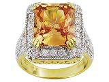 11.08CTW BELLA LUCE CHAMPAGNE AND WHITE DIAMOND SIMULANT 18KT OVER STERLING SILVER RING