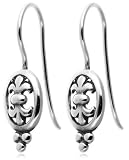 Sterling Silver Celtic Design Fleur-de-lis Dangle Earrings