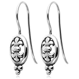 Sterling Silver Celtic Design Fleur-de-lis Dangle Earrings