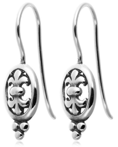 : Sterling Silver Celtic Design Fleur-de-lis Dangle Earrings