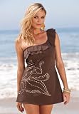 Roamans Plus Size One Shoulder Ruffle Swimdress