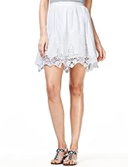 Indigo Collection Pure Cotton Floral Cutwork Skirt
