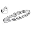 14K White Gold Diamond Accent Basket-Weave Bangle Bracelet - 7.25 inches