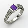 Emerald-Cut Amethyst Ring in 14K White Gold