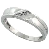 10k White Gold Mens Diamond Wedding Band Ring 0.04 cttw Brilliant Cut, 3/16 inch 5mm wide, Size 12.5