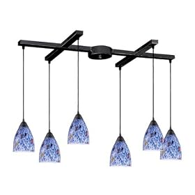 Classico - 6 Light Kitchen Island Pendant Track Lighting Fixture - Rust Bronze - Blue...